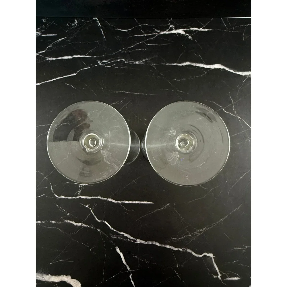 PAIR (2) Trumpet Hollow Stem Diamond Swirl 10 1/8in Champagne Glasses
